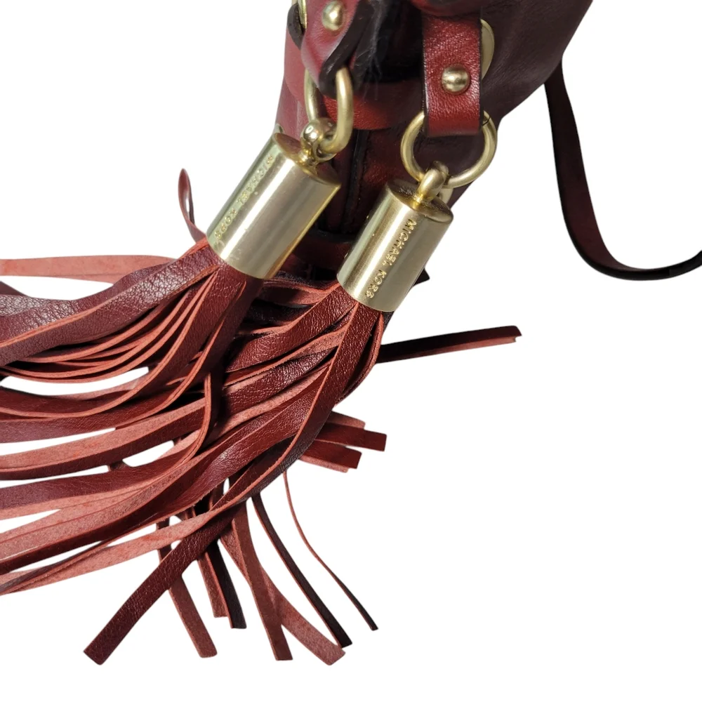 Michael Kors red leather clutch with grommets and tassels - Picture 7 of 8
